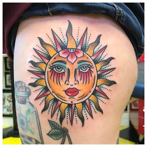 Sun Tattoo Traditional - Wiki Tattoo