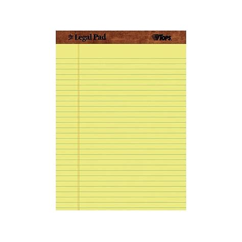 TOPS™ The Legal Pad™ Legal Pad, 8-1/2" x 11-3/4, Yellow, Legal/Wide ...