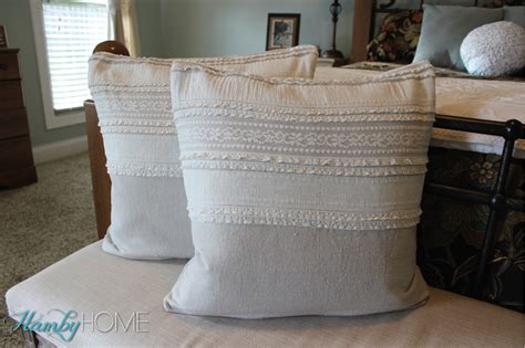 DIY No Sew Dropcloth & Lace Pillow Covers - The Hamby Home