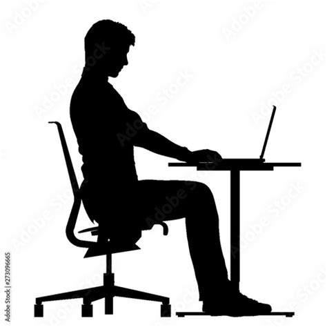 OFFICE WORKER AT DESK SILHOUETTE Stock Vector | Adobe Stock