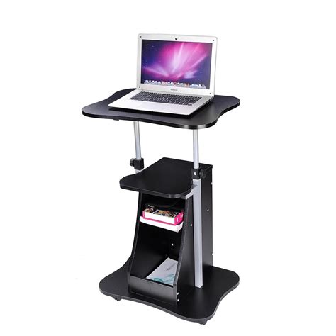 Laptop Rolling Desk with Storage Black – The Display Outlet