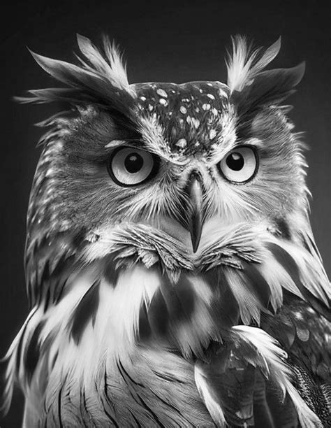 Pin by Susan Brown on black and white pictures in 2023 | Realistic owl ...