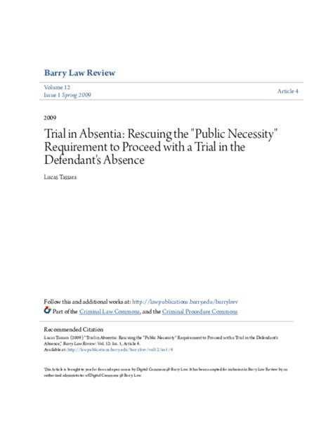 (PDF) Trial in Absentia: Rescuing the "Public Necessity" Requirement to ...