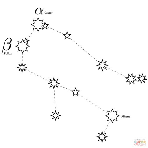 Gemini Constellation coloring page | Free Printable Coloring Pages