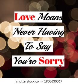 8 Love Means Never Having Say You're Sorry Images, Stock Photos, 3D ...