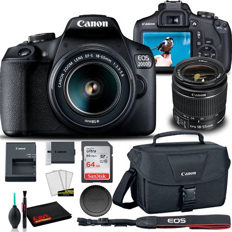 Canon EOS 2000D DSLR Camera with 18-55mm Lens + Canon EOS Bag + Sandisk Ultra 64GB Card ...