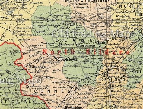 Antique County Map of Kildare, Ireland circa 1884