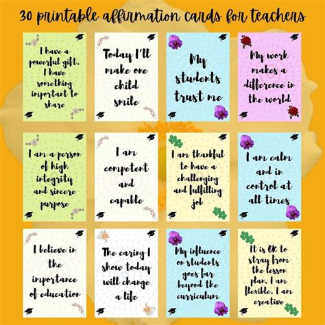 Affirmations for Teachers, Teacher Affirmation Cards, Teacher Appreciation Gift, Teacher ...