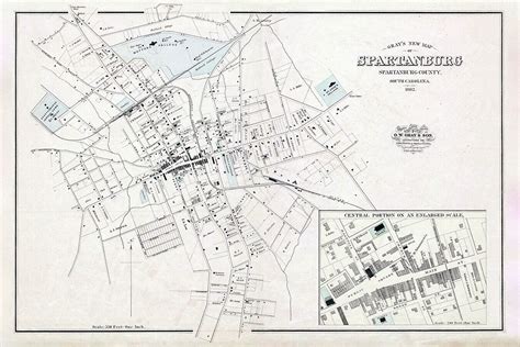 1882 Map of Spartanburg Spartanburg County South Carolina | eBay