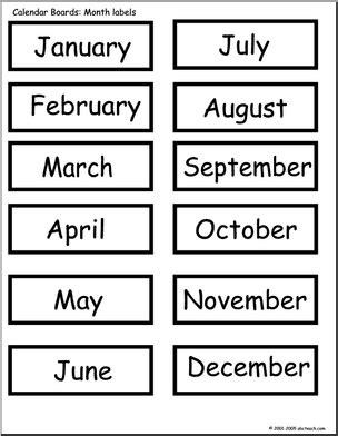 Calendar: Month Labels | Abcteach