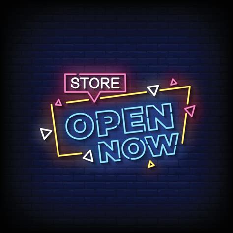 Neon Sign store open now with Brick Wall Background Vector 8874223 Vector Art at Vecteezy