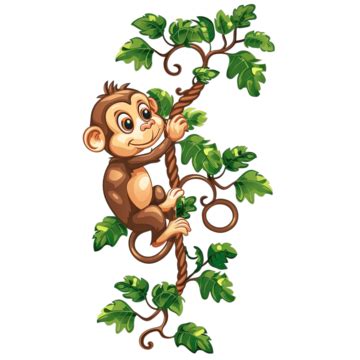 Monkey Climbing Vine Cartoon, Chimpanzee, Comic, Mascot PNG Transparent ...