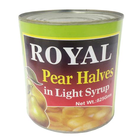 Royal Pear Halves 825g available at any RB Stores around Fiji.