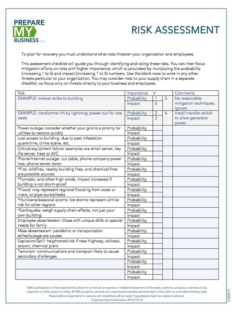 Business Emergency Preparedness Plan Template