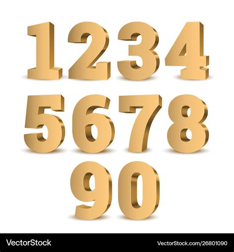 Gold 3d numbers Royalty Free Vector Image - VectorStock