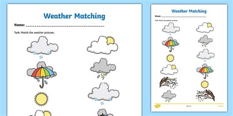 Weather Symbols Worksheet | Matching Activity - Twinkl