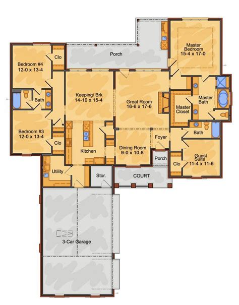 Ranch House Plans With Courtyard Garage