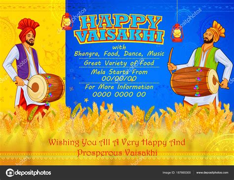 Happy Vaisakhi Punjabi spring harvest festival of Sikh celebration ...