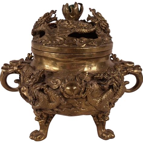 Stunning Rare Antique Chinese Bronze Dragon Incense Burner from theroyaljackalope on Ruby Lane