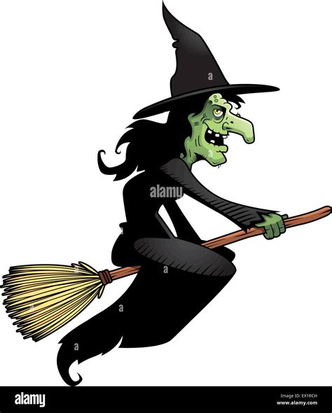 A cartoon witch flying on a broomstick Stock Vector Image & Art - Alamy