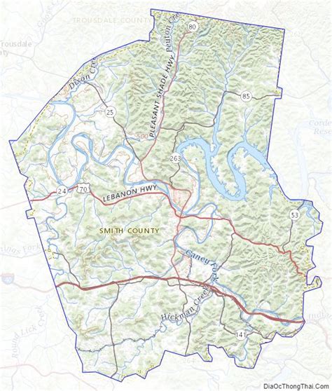 Map of Smith County, Tennessee