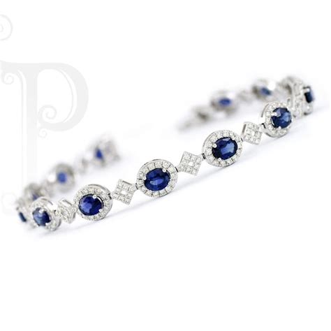 18k White Gold Sapphire & Diamond Tennis Bracelet - Penchant Fine Jewellery