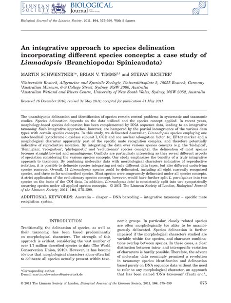 (PDF) An integrative approach to species delineation incorporating different species concepts: A ...