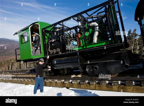 The Cog Railway in winter on Mount Washington in New Hampshire's White ...