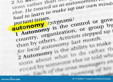 Highlighted English Word `autonomy` and Its Definition in the ...