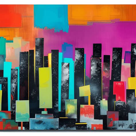 Abstract Cityscape Painting with Big Splashy · Creative Fabrica