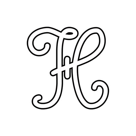 Letters and numbers - Cursive uppercase letter H