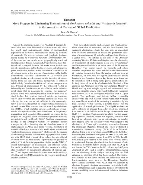 (PDF) More Progress in Eliminating Transmission of Onchocerca volvulus ...