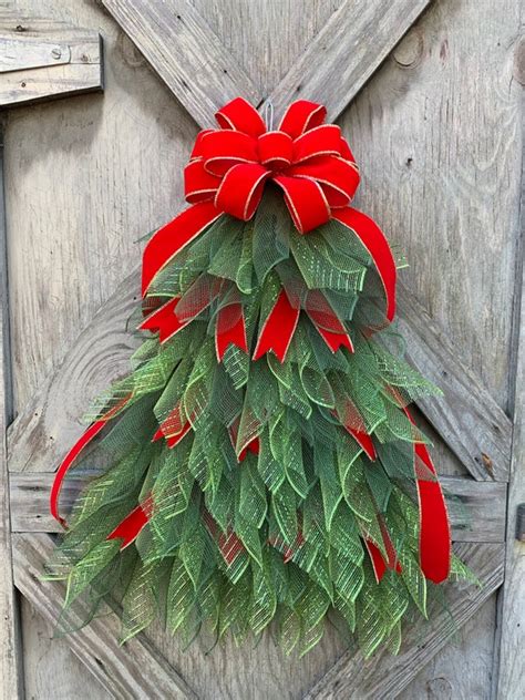 Christmas Tree Wreath for Front Door Christmas Tree Mesh | Etsy