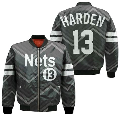 James Harden Nets 2020-21 Earned Edition Black Jersey Inspired Style Bomber Jacket - Teeruto