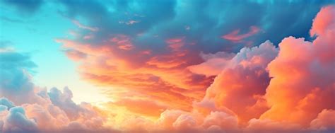 Premium AI Image | A sunset with clouds and a blue sky