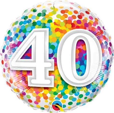 40th Rainbow Confetti Foil Balloons