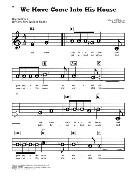 We Have Come Into His House by Bruce Ballinger Sheet Music for E-Z Play Today at Sheet Music Direct