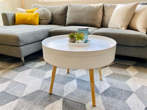 The Simple Project Zoe Mid-Century Wood with Storage Round Coffee Table ...