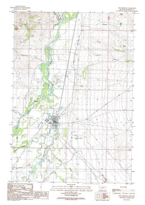 Twin Bridges topographic map, MT - USGS Topo Quad 45112e3