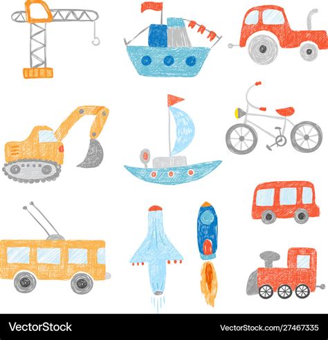 Children drawing kids painting transport cars Vector Image