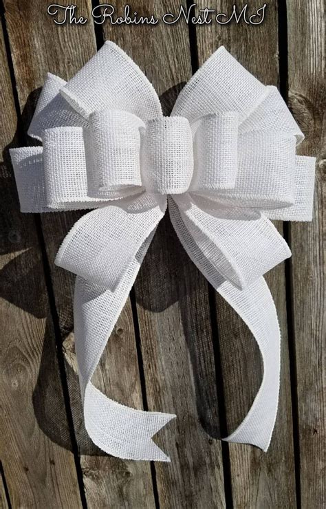 Burlap Bow White Bows of Hope Wired Burlap Ribbon Bows - Etsy | Burlap ribbon bow, Bows diy ...