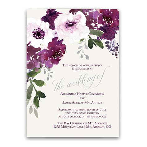 Burgundy Plum Floral Watercolor Wedding Invitations