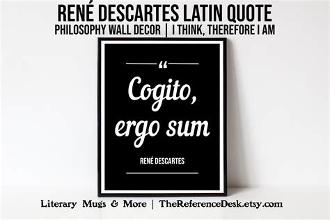 Cogito, Ergo Sum Printable, Rene Descartes Wall Decor, Philosophy Print, Philosopher Gift, Latin ...