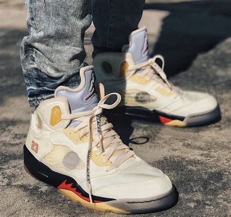 Here's Your Best On-Foot Look at the Off-White™ x Air Jordan 5 "Sail ...