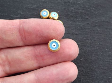 Evil Eye Beads Blue Evil Eye Enamel Evil Eye Bead Bead - Etsy