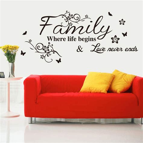 Buy Wall Decals Quotes Flower Vine Word Wall Sticker Quotes DIY Family Inspirational Wall Art ...