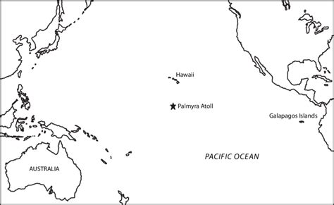 Map of Pacific Ocean showing location of Palmyra Atoll. | Download ...