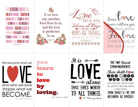 Catholic Valentine Cards {digital download} Saint and Bible Quotes 8.5x11 pages to print and cut ...