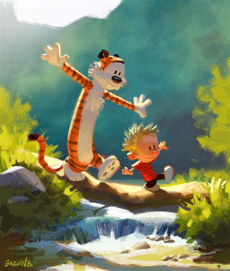 Calvin and Hobbes fan art by Gabriel Soares #ArtStation #ArtStationHQ # ...