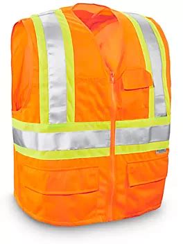 Class 2 Deluxe Hi-Vis Safety Vest - Orange, S/M S-24437ORG-S - Uline